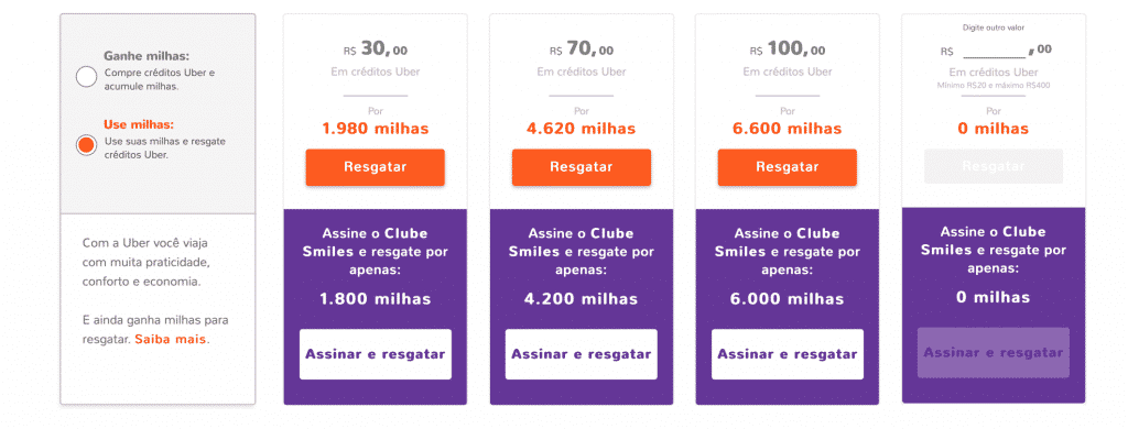 Smiles e Uber