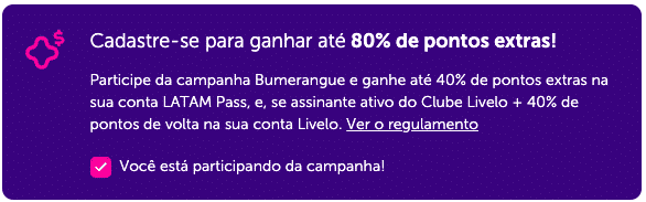 Ative a campanha Livelo e LATAM Pass Ative a campanha Livelo e LATAM Pass