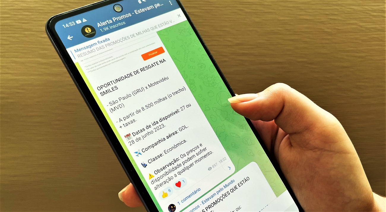 Receba promoções de passagens com milhas pelo Telegram